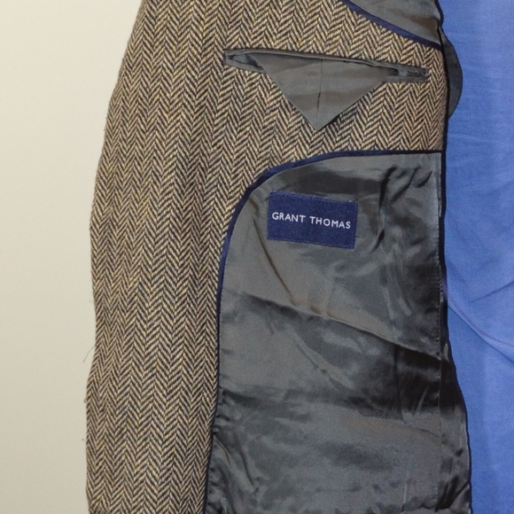 Grant Thomas 42L Sport Coat Blazer Suit Jacket Bla - Picture 7 of 8